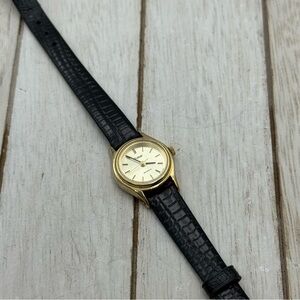 Vintage mid century Pulsar Gold and Black Women's Watch